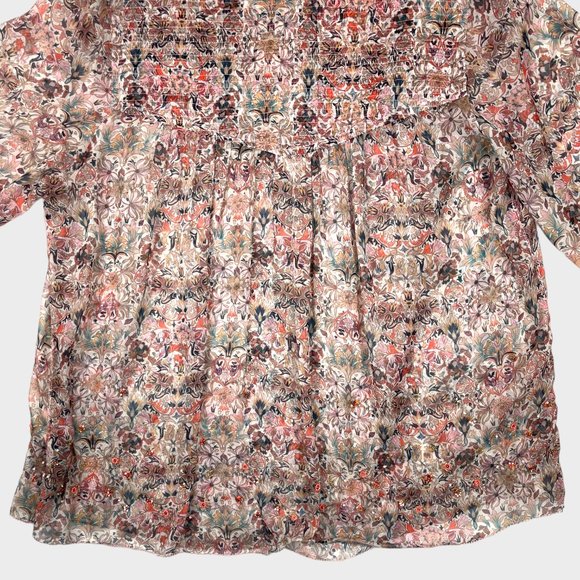 Zadig & Voltaire Taya Mousseline Mini Kaleido Floral Beaded Tunic Blouse Size S - Picture 13 of 16